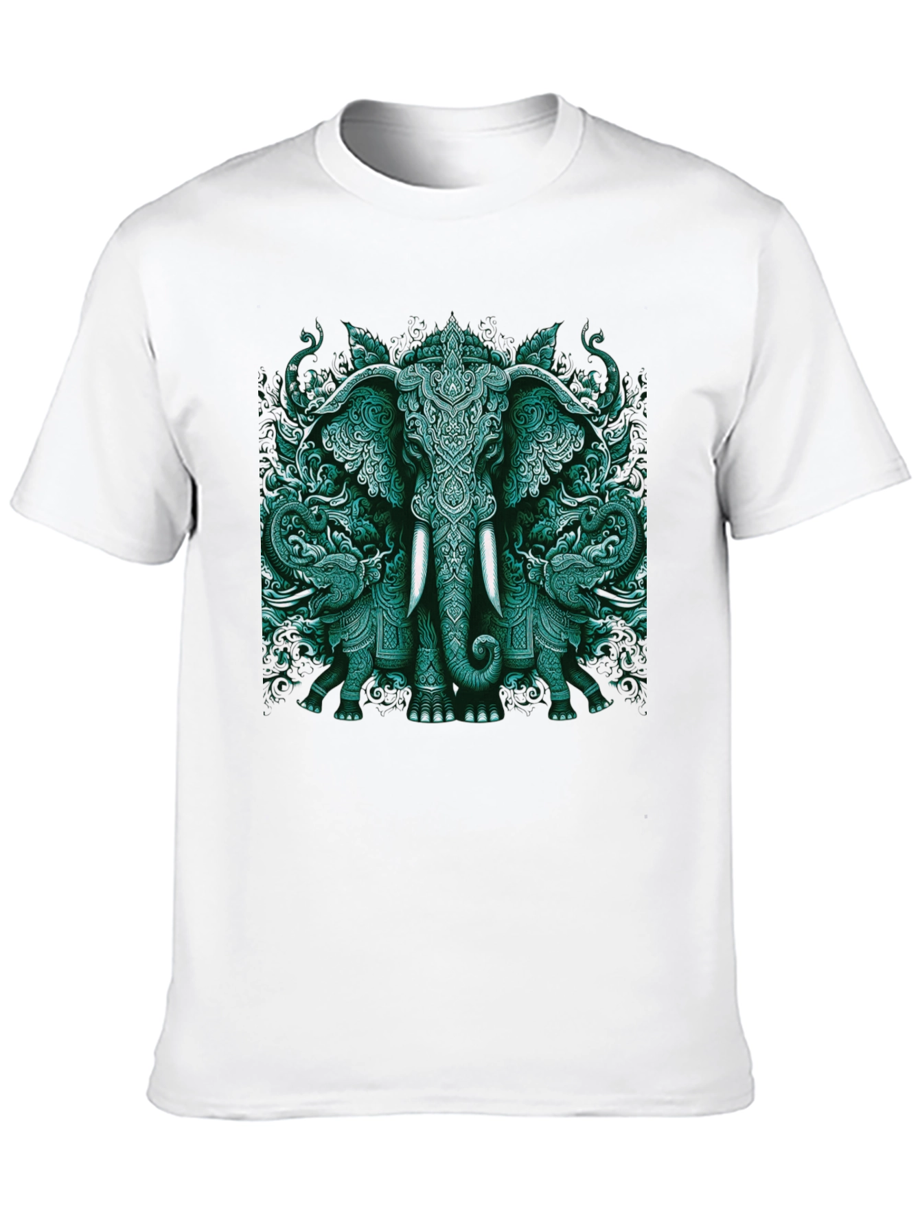 Elephant Art Graphic Tee - Black Cotton Blend