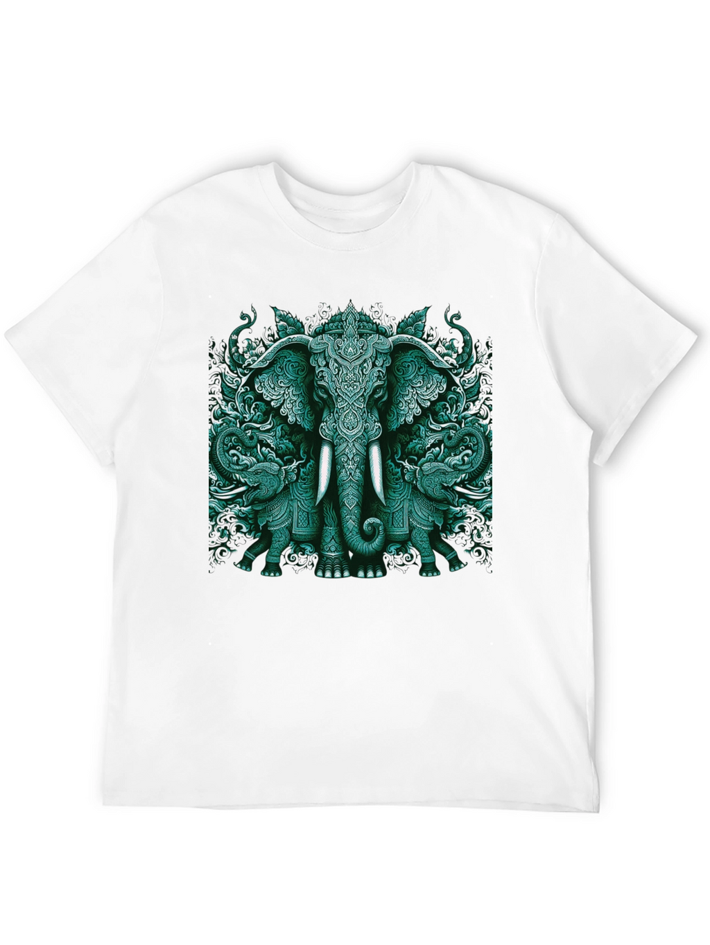 Elephant Art Graphic Tee - Black Cotton Blend
