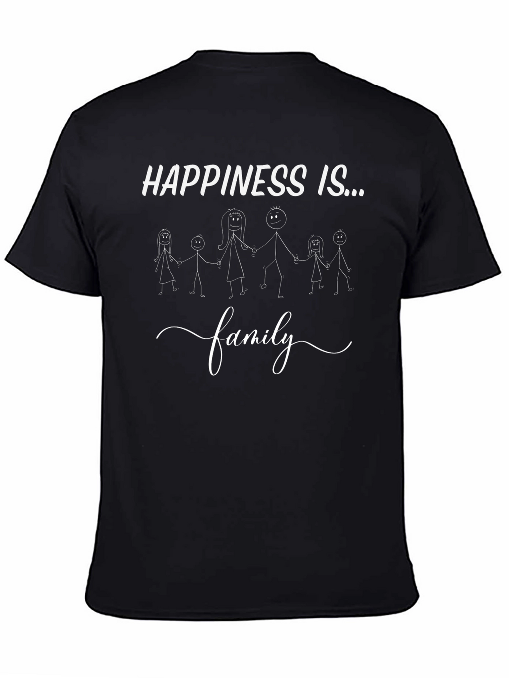 Happiness is Family Graphic Tee - Unisex Black T-Shirt