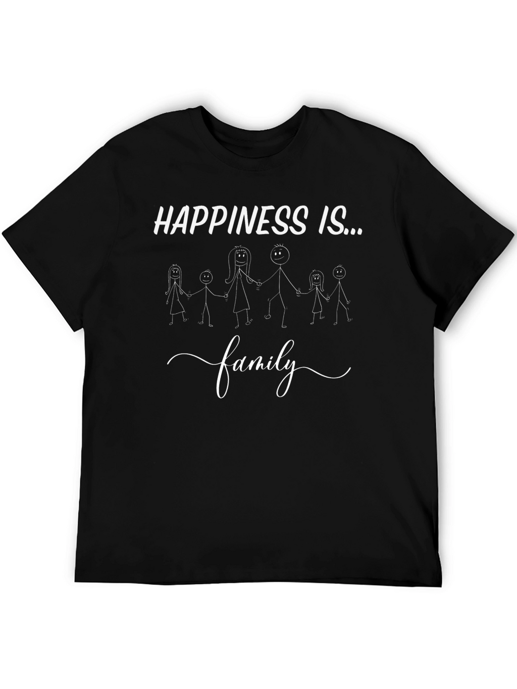 Happiness is Family Graphic Tee - Unisex Black T-Shirt