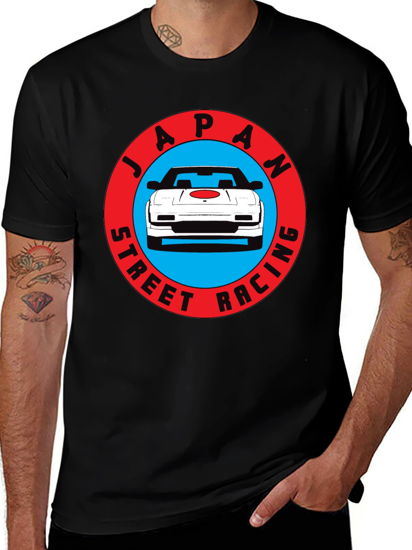 Japan Street Racing Graphic Tee - Black Cotton