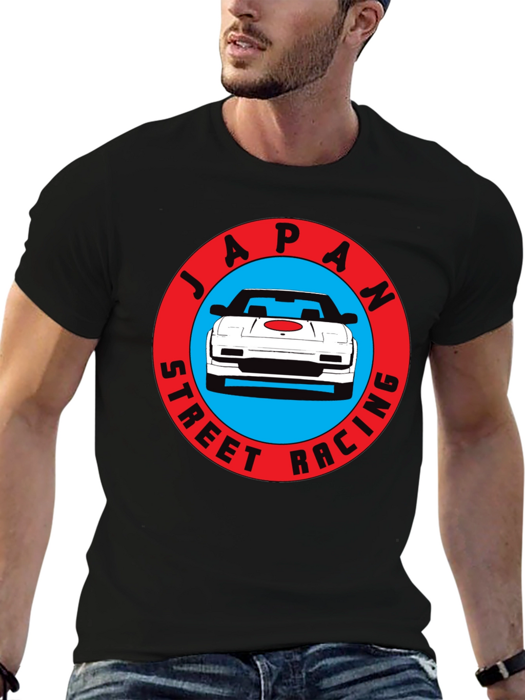 Japan Street Racing Graphic Tee - Black Cotton