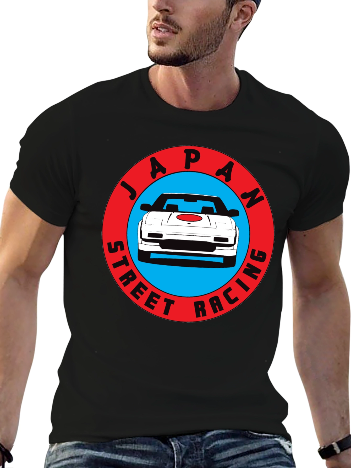 Japan Street Racing Graphic Tee - Black Cotton