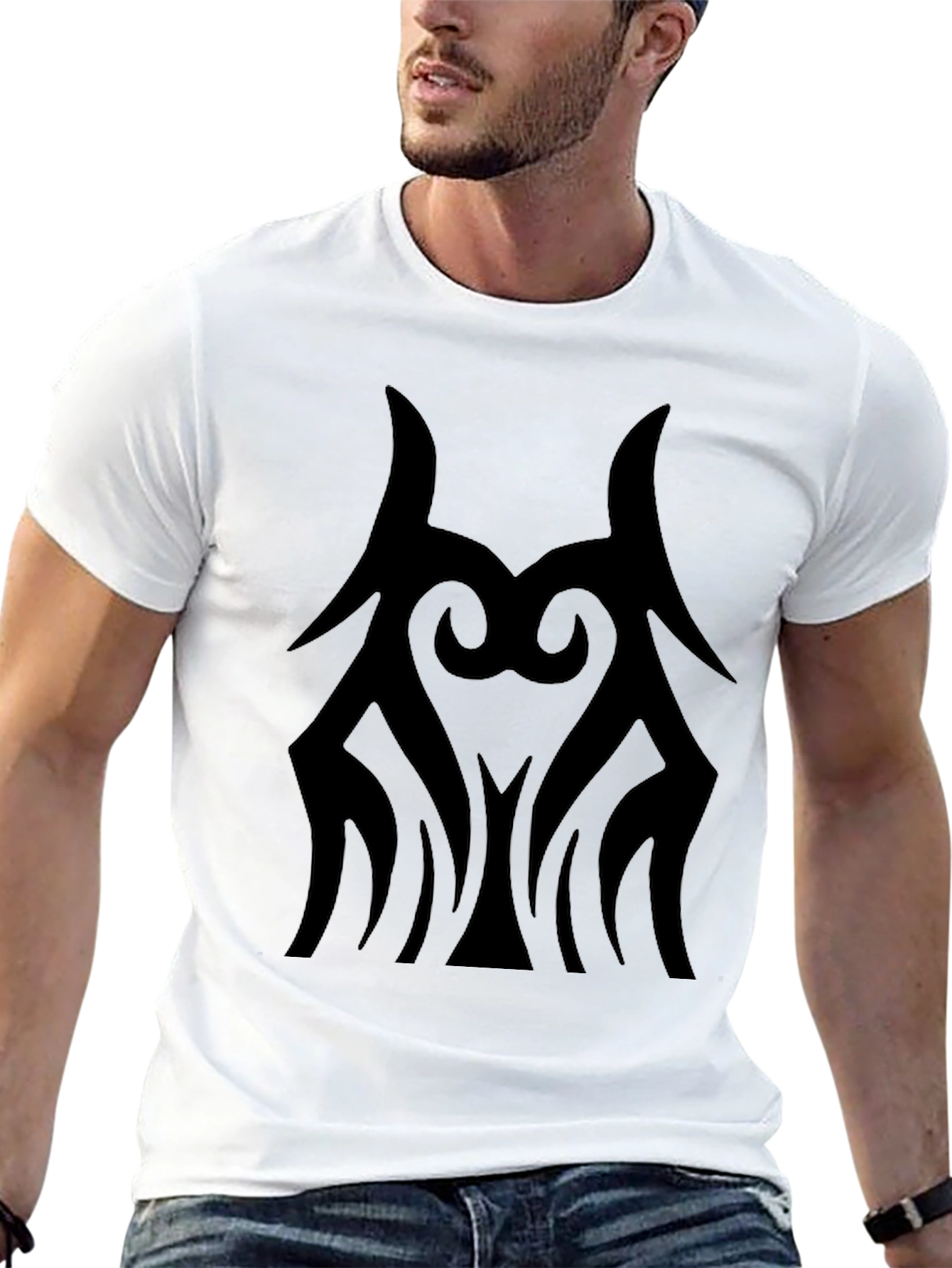Tribal Graphic Print Mens Black T-Shirt