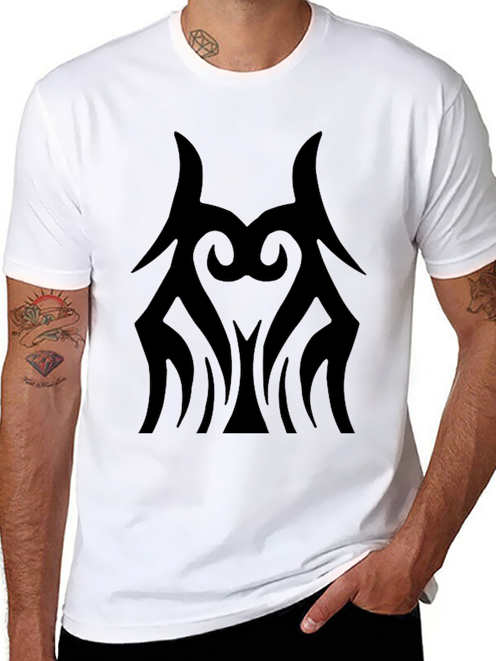 Tribal Graphic Print Mens Black T-Shirt