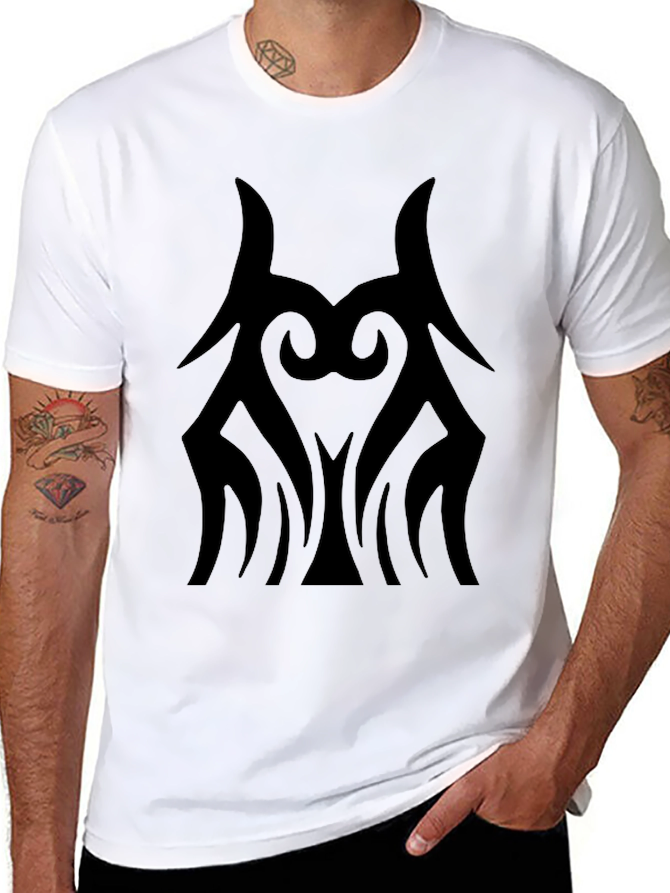 Tribal Graphic Print Mens Black T-Shirt