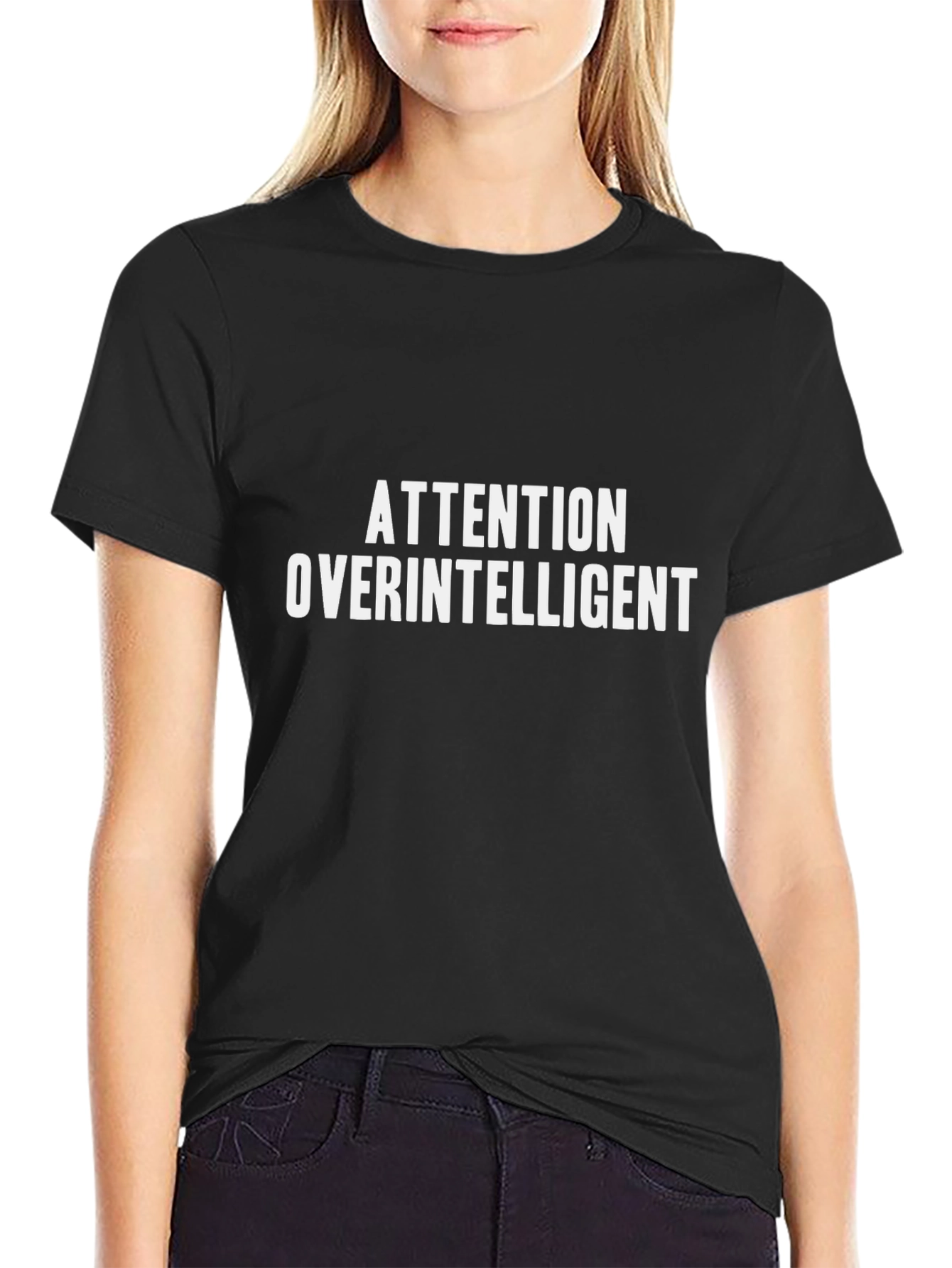 Attention Overintelligent Graphic Tee - Black