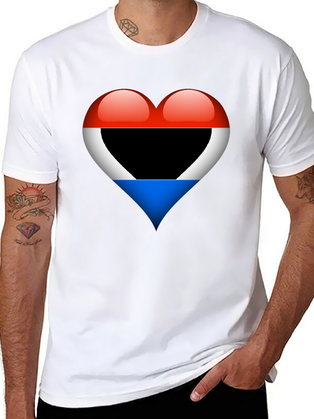 Heart Flag T-Shirt: Red White Blue Design