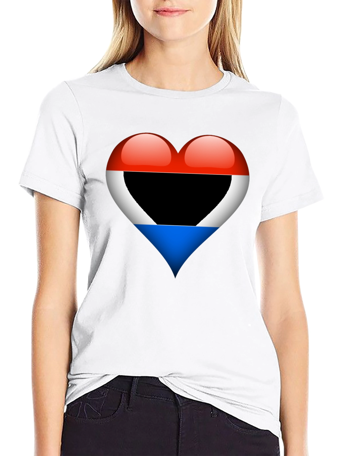 Heart Flag T-Shirt: Red White Blue Design