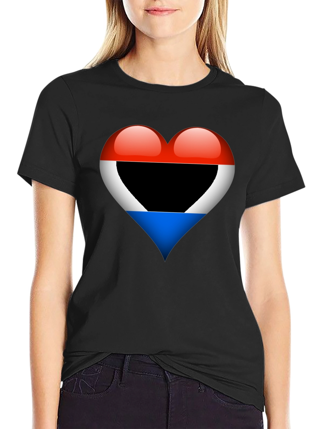 Heart Flag T-Shirt: Red White Blue Design