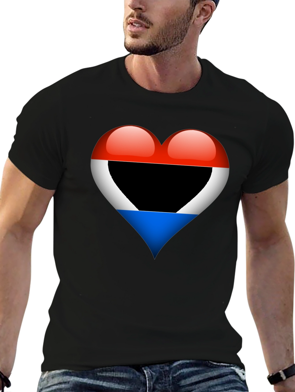 Heart Flag T-Shirt: Red White Blue Design