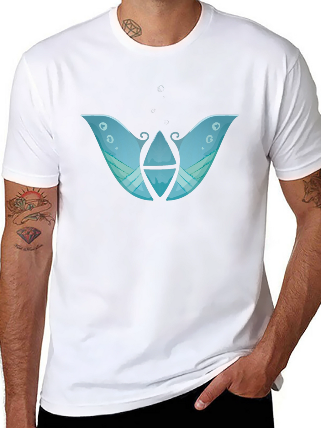 Abstract Blue Graphic Print Black T-Shirt