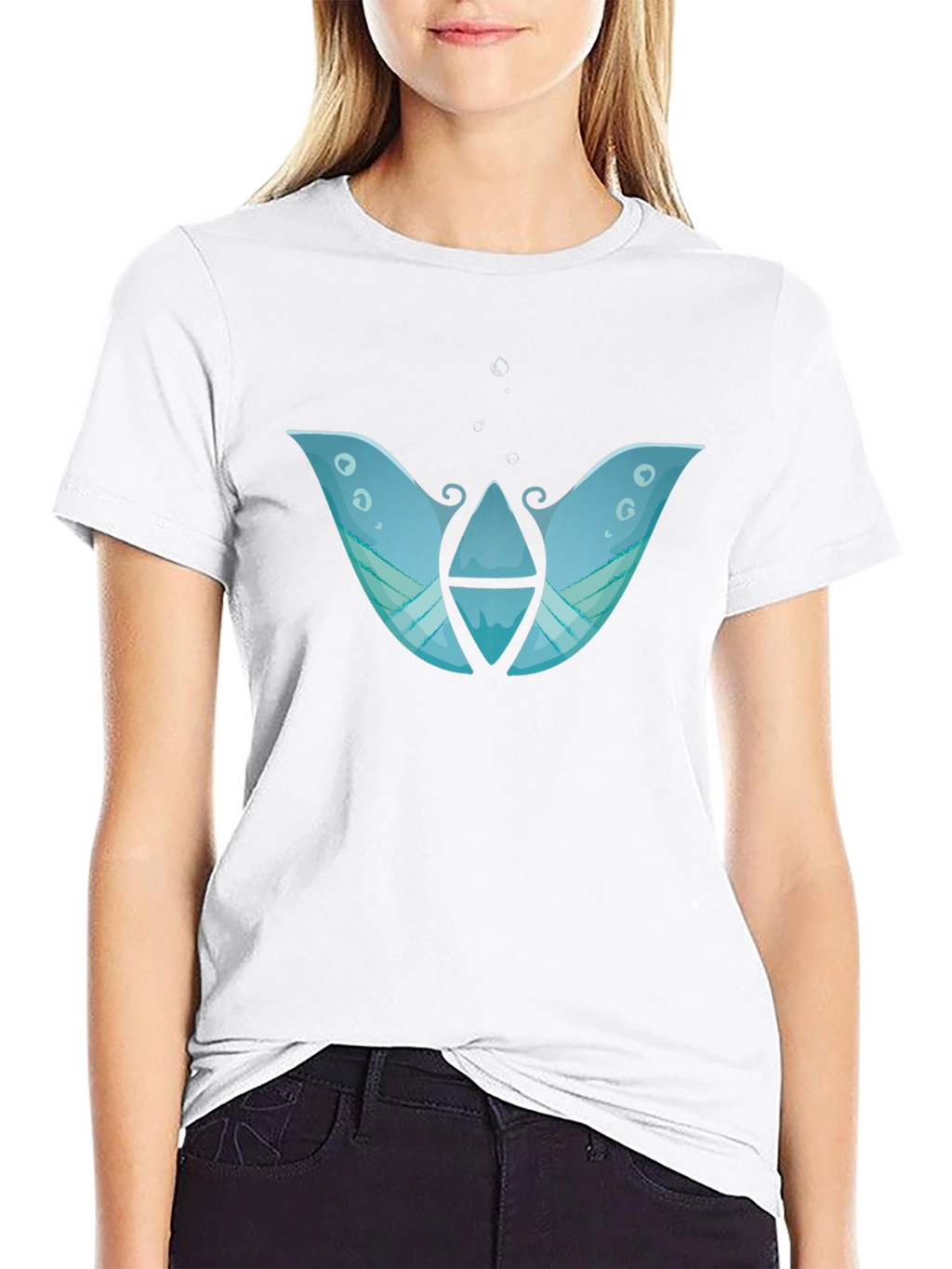 Abstract Blue Graphic Print Black T-Shirt