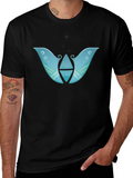 Abstract Blue Graphic Print Black T-Shirt