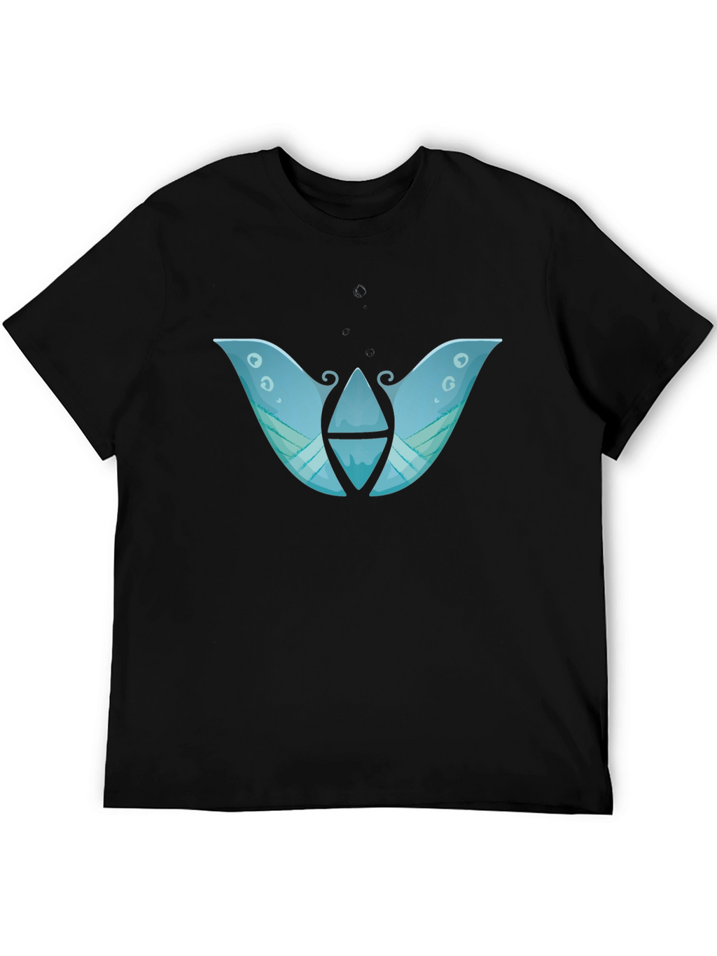 Abstract Blue Graphic Print Black T-Shirt