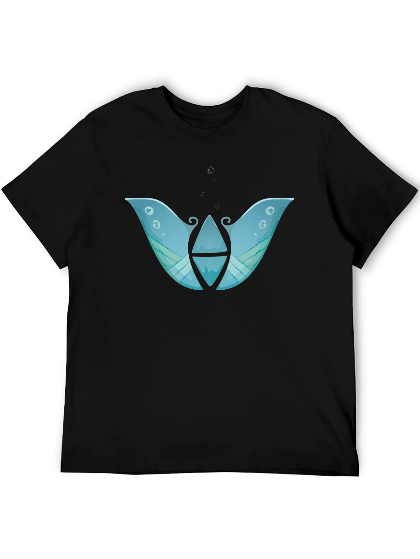 Abstract Blue Graphic Print Black T-Shirt