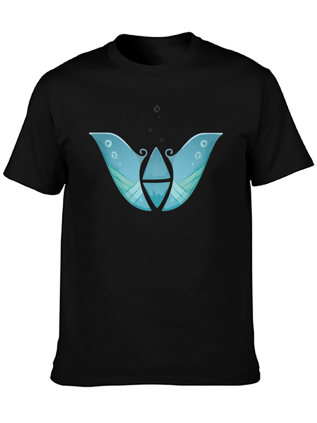 Abstract Blue Graphic Print Black T-Shirt
