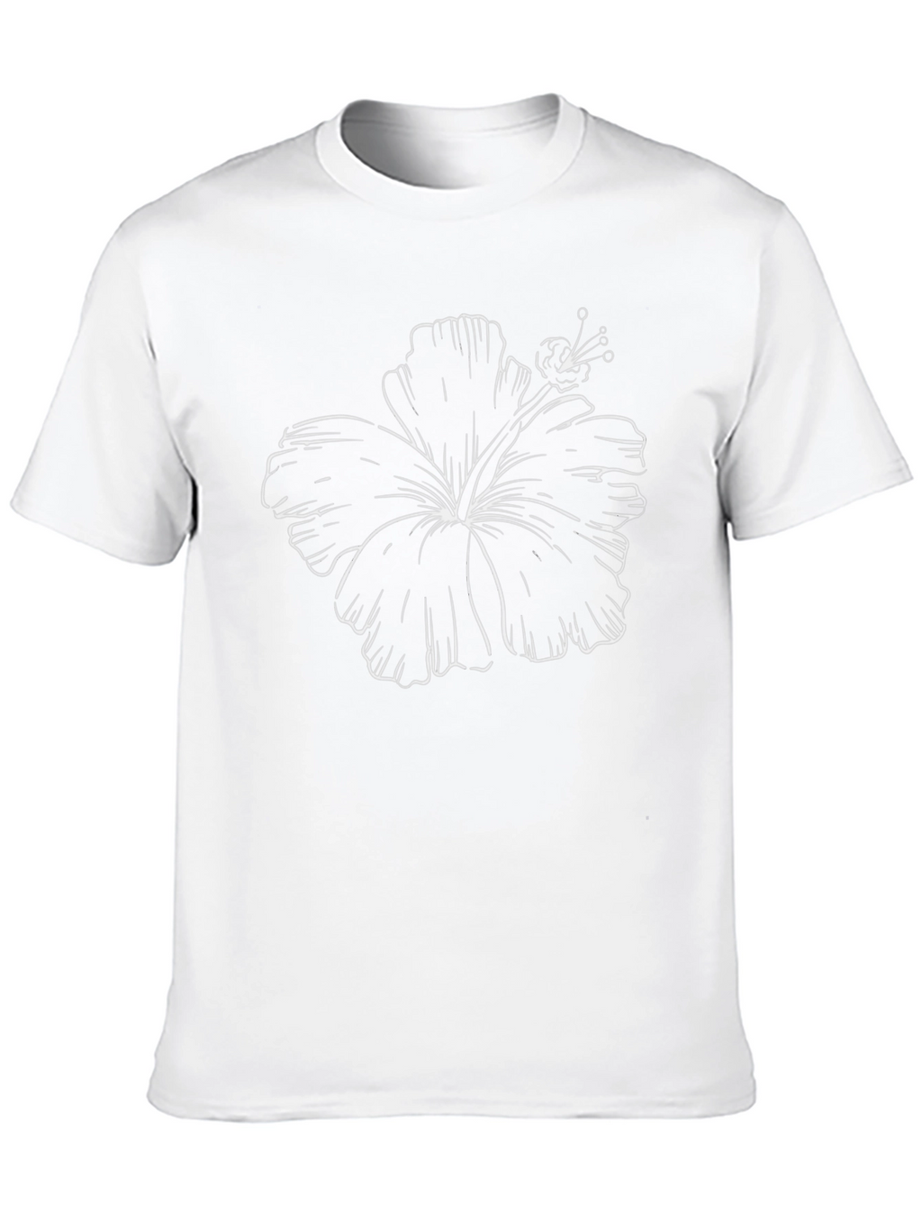 Black T-Shirt with White Hibiscus Flower Design