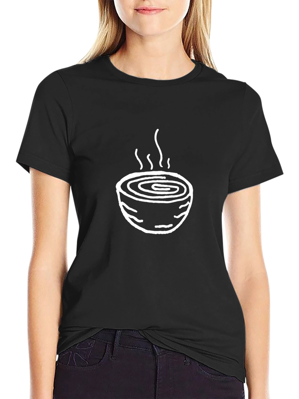 Unique Bowl Graphic Tee - Black Cotton T-Shirt