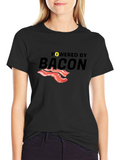 Powered By Bacon T-Shirt Funny Foodie Tee