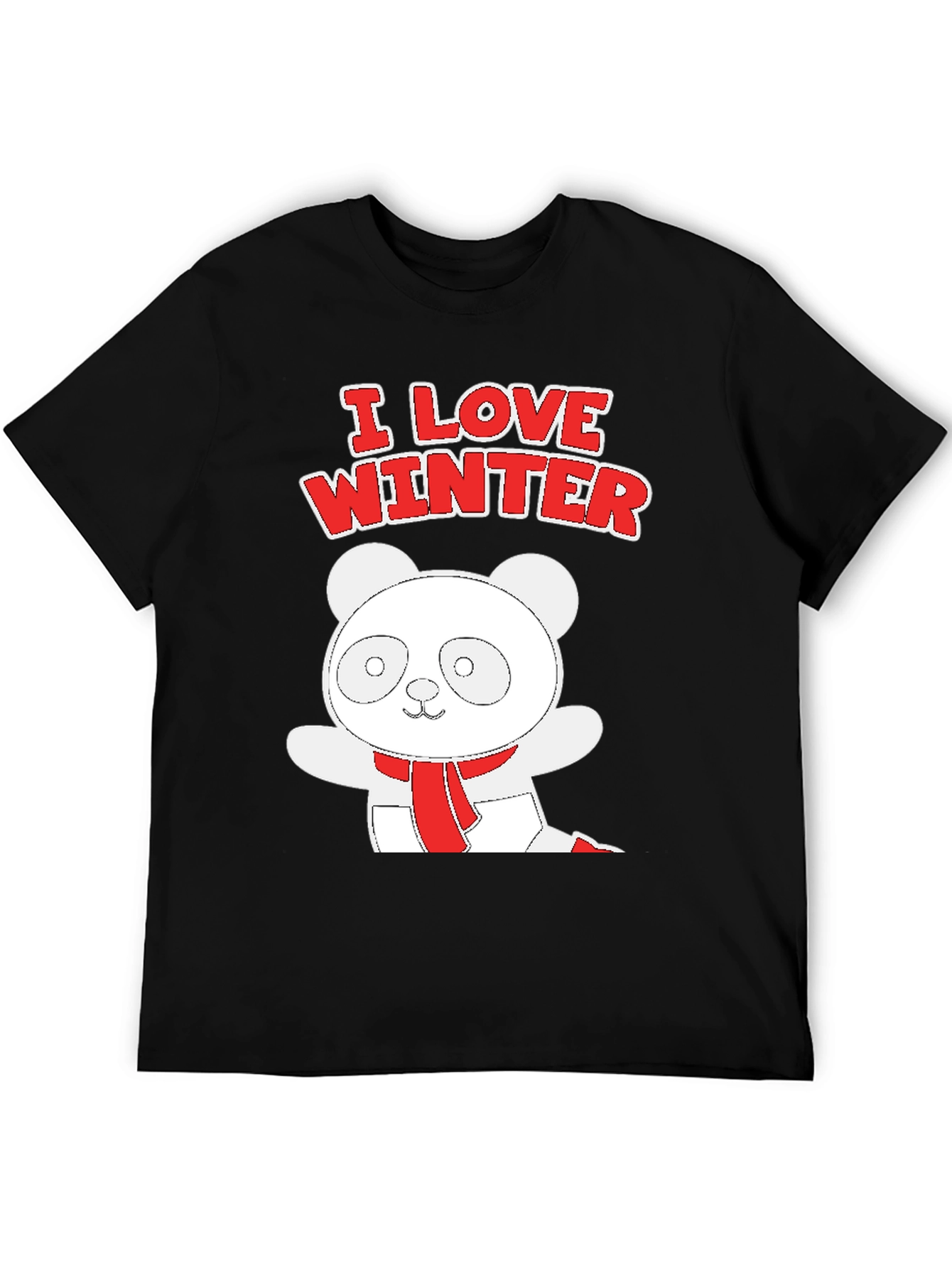 Winter Panda Graphic Tee - Black