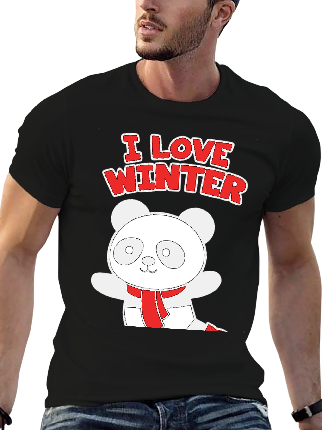 Winter Panda Graphic Tee - Black