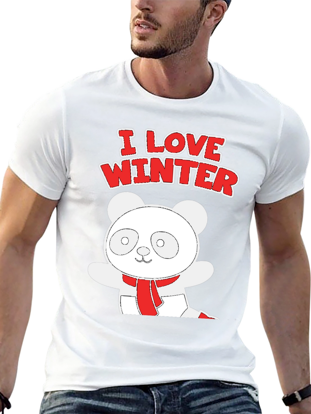 Winter Panda Graphic Tee - Black