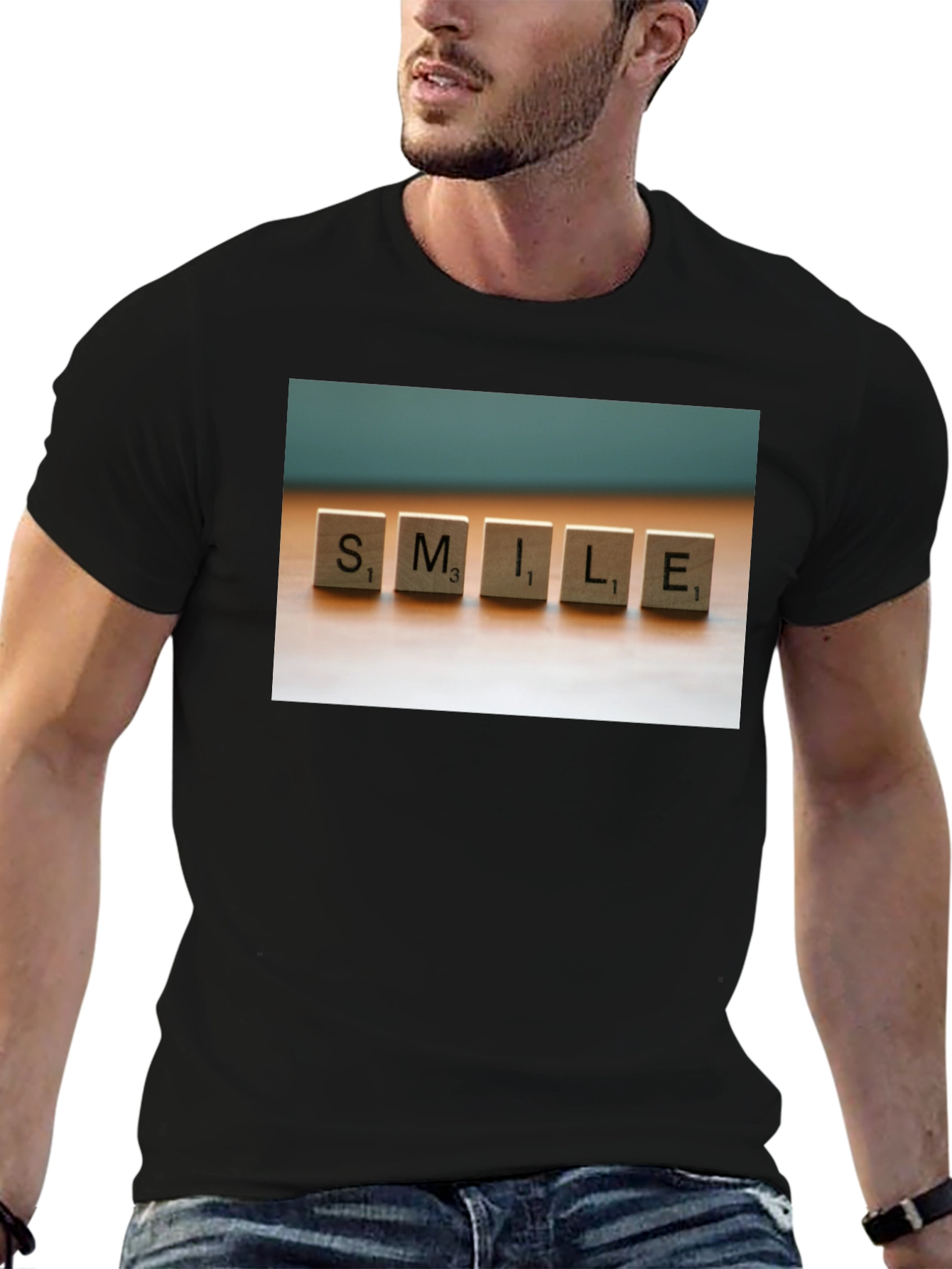 Smile Scrabble Tile Graphic T-Shirt