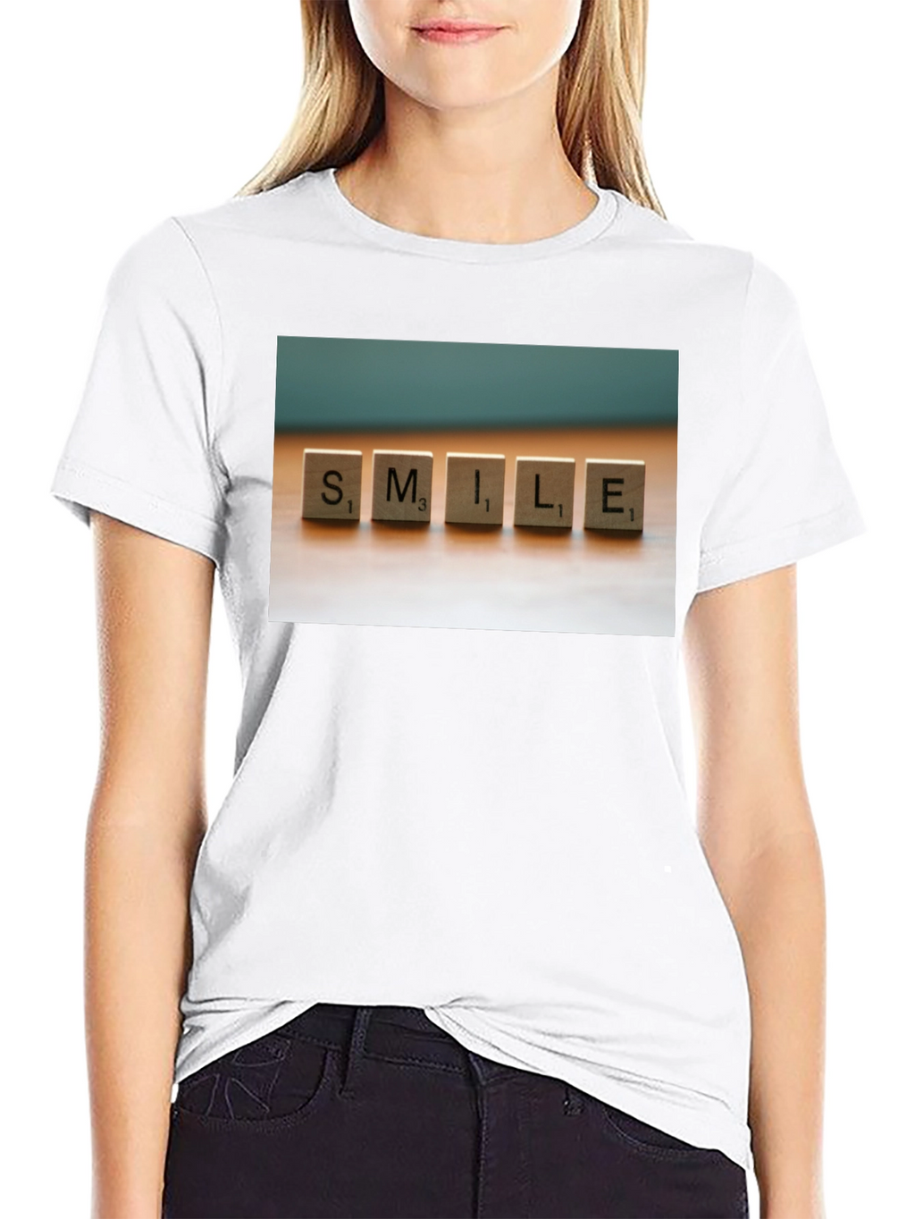 Smile Scrabble Tile Graphic T-Shirt