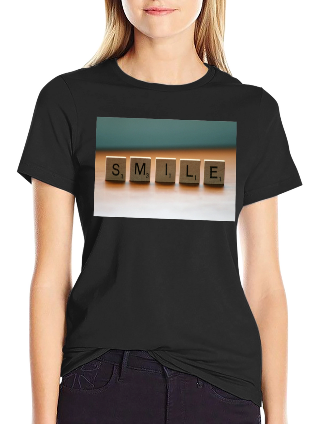 Smile Scrabble Tile Graphic T-Shirt