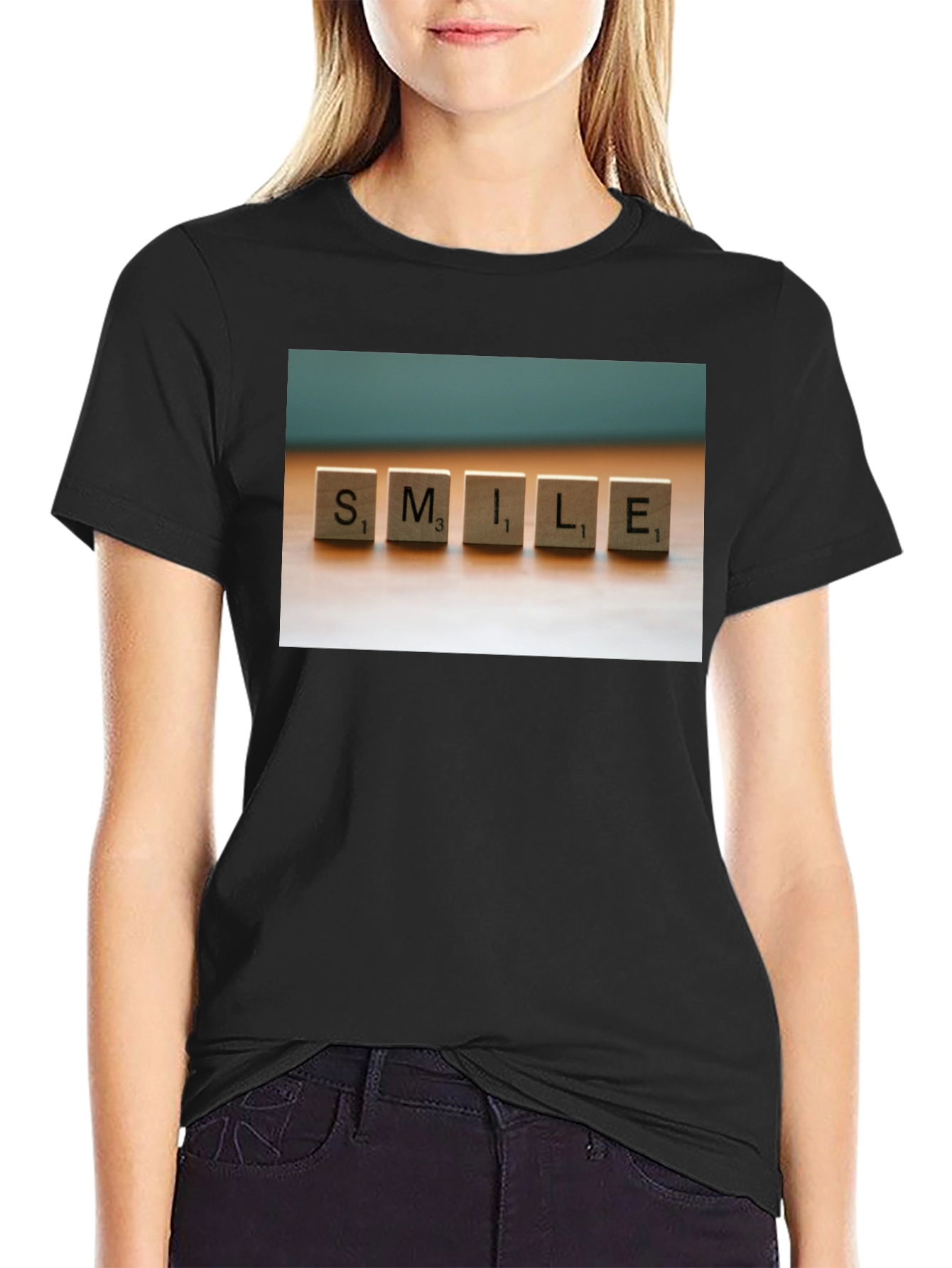 Smile Scrabble Tile Graphic T-Shirt