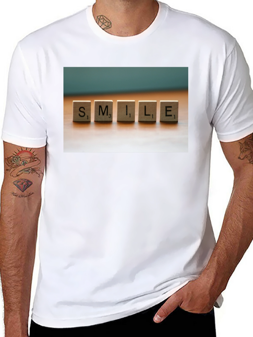 Smile Scrabble Tile Graphic T-Shirt