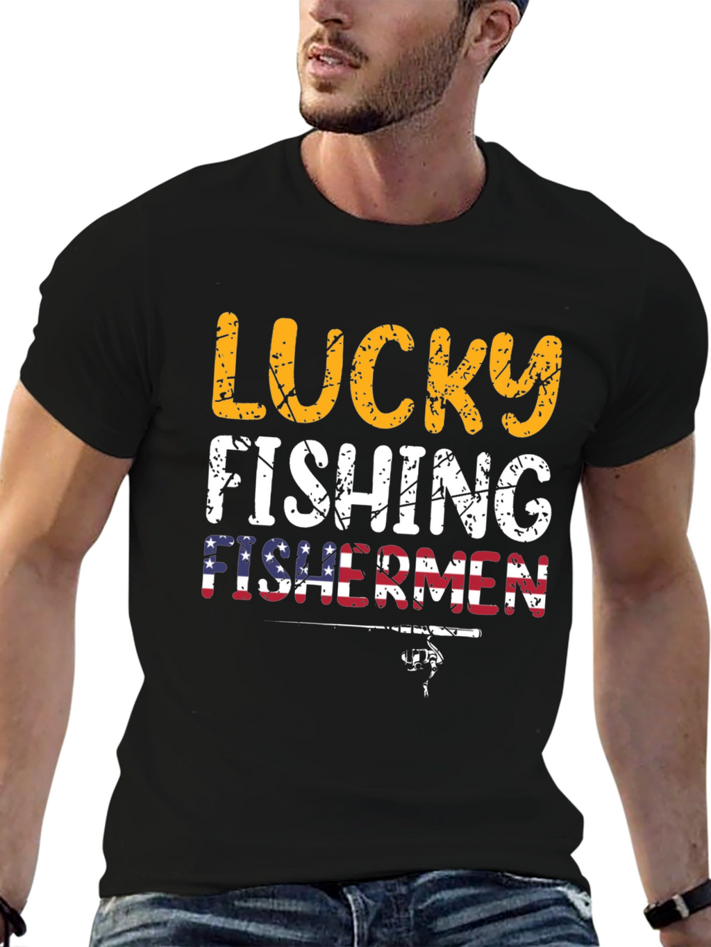 Lucky Fishing Fishermen Graphic T-Shirt