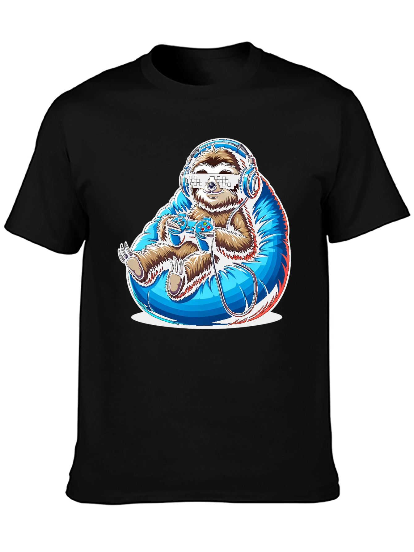 Gamer Sloth Graphic Tee - Funny Cool Relaxed Style