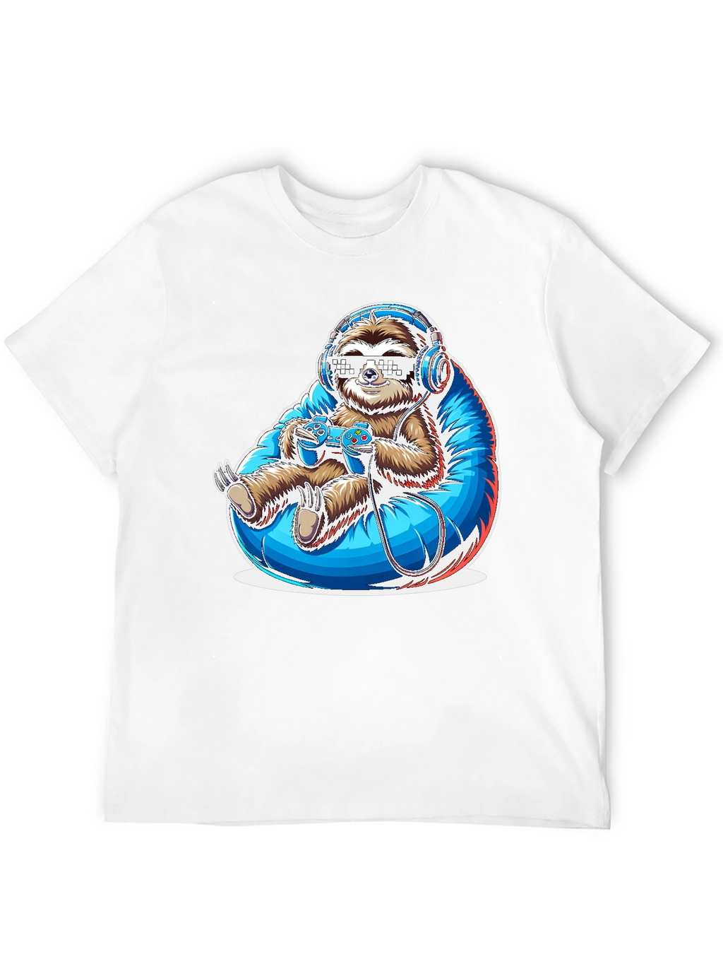 Gamer Sloth Graphic Tee - Funny Cool Relaxed Style