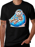 Gamer Sloth Graphic Tee - Funny Cool Relaxed Style