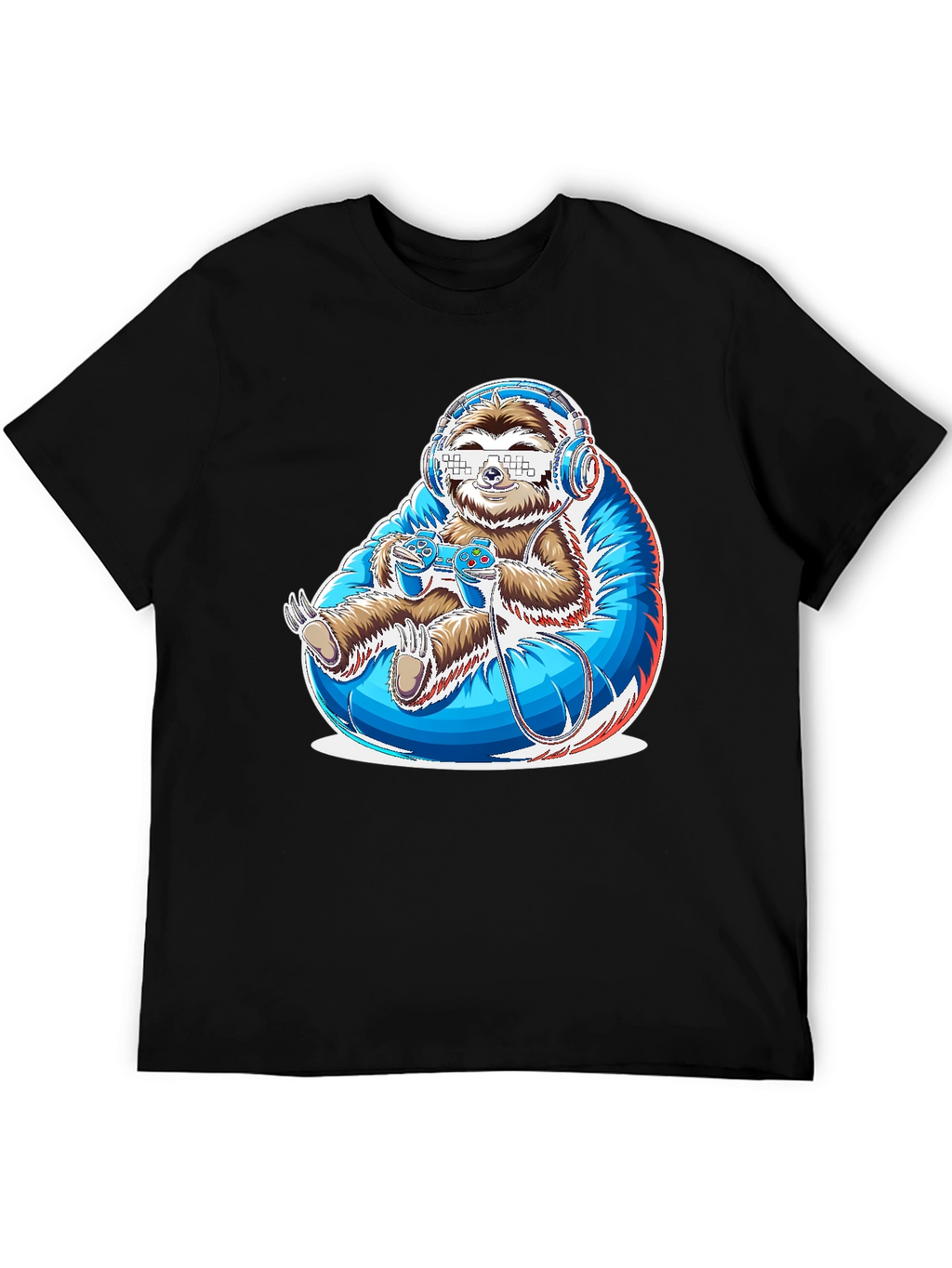Gamer Sloth Graphic Tee - Funny Cool Relaxed Style