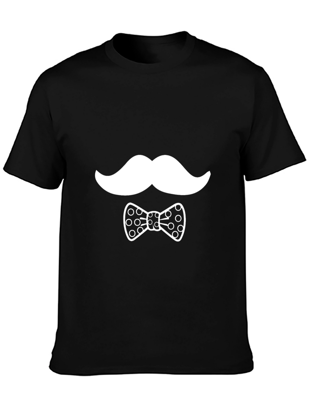 Novelty Mustache & Bow Tie Graphic Black T-Shirt