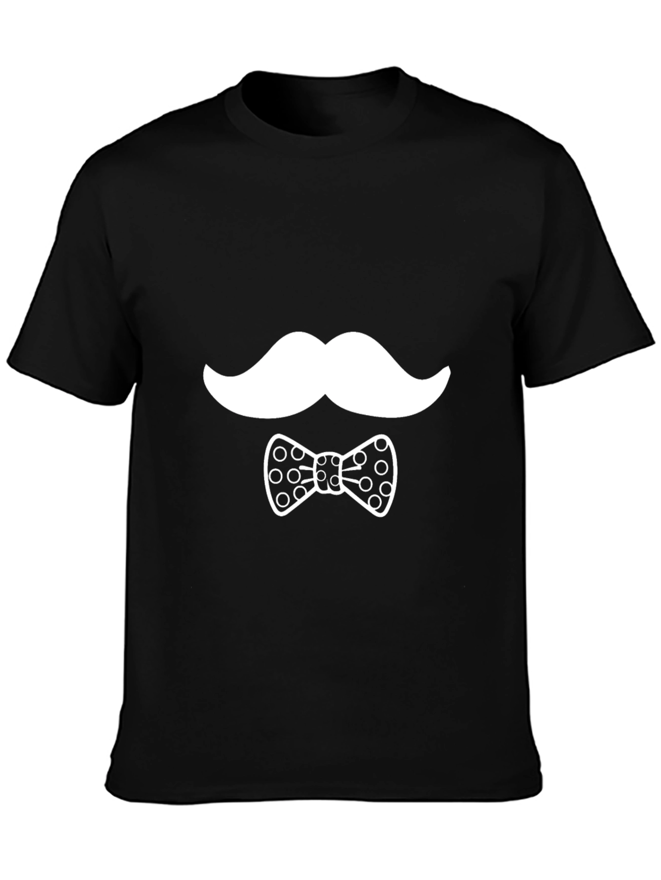 Novelty Mustache & Bow Tie Graphic Black T-Shirt