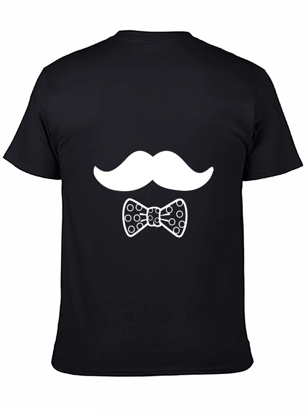 Novelty Mustache & Bow Tie Graphic Black T-Shirt