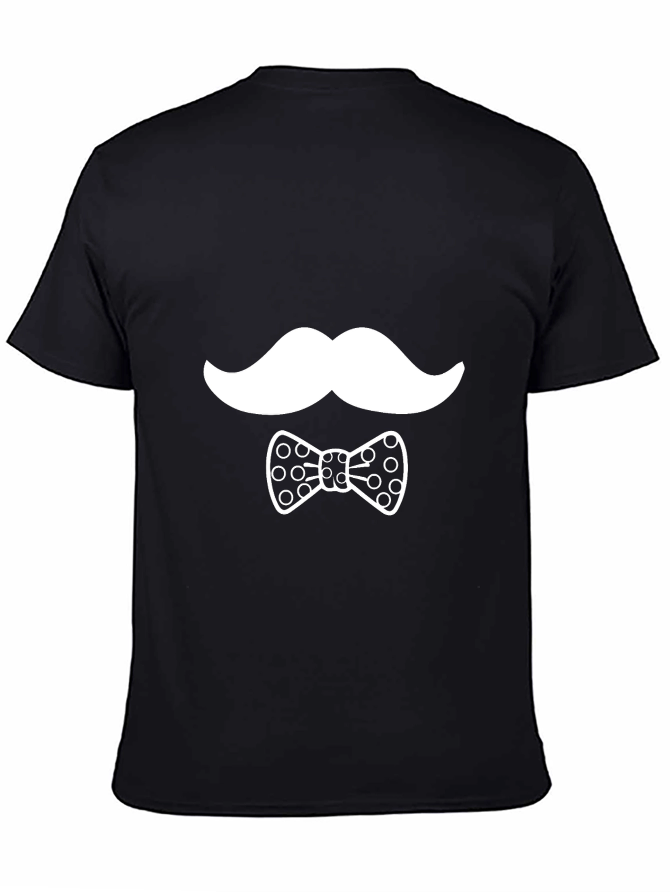 Novelty Mustache & Bow Tie Graphic Black T-Shirt