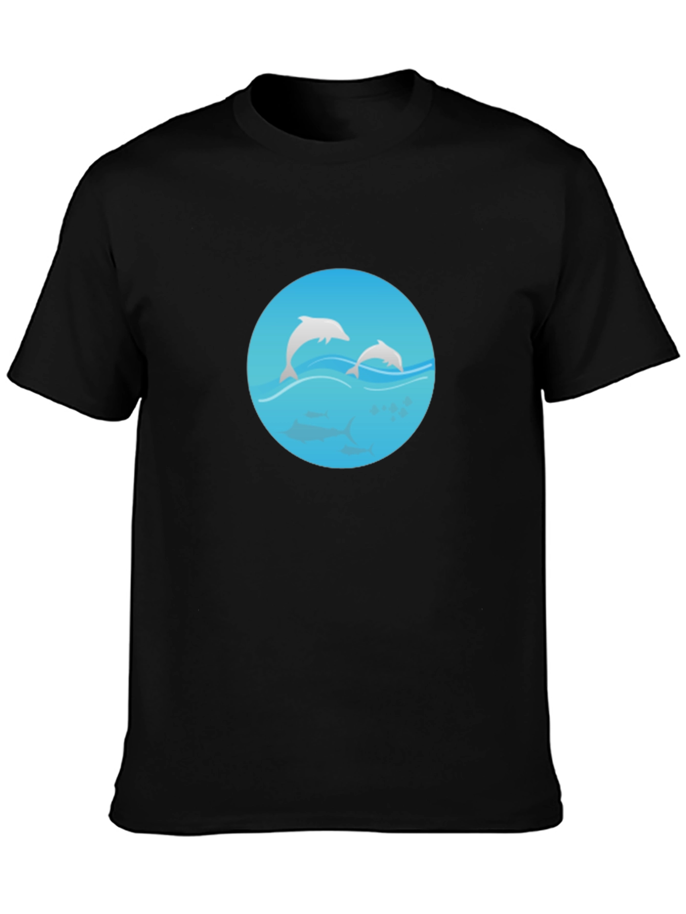 Black Dolphin Graphic Tee - Mens Casual T-Shirt