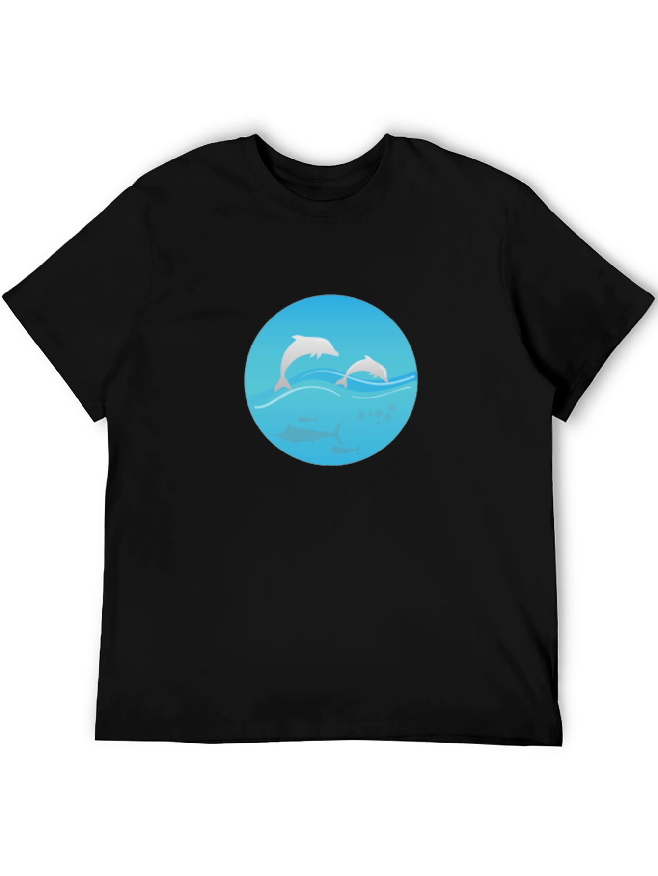 Black Dolphin Graphic Tee - Mens Casual T-Shirt