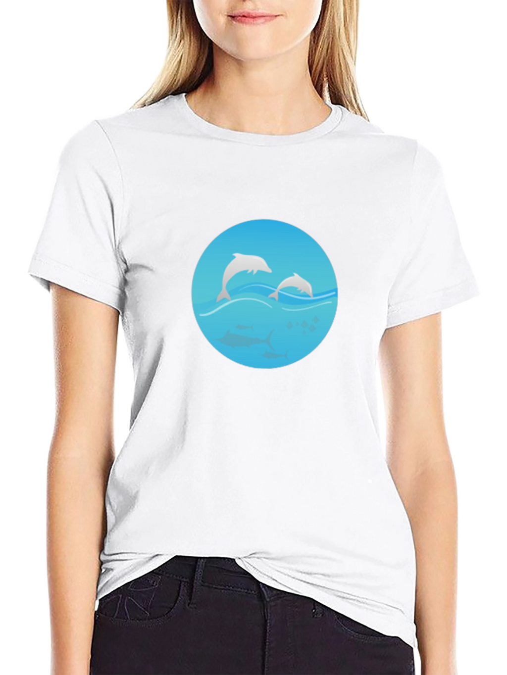 Black Dolphin Graphic Tee - Mens Casual T-Shirt