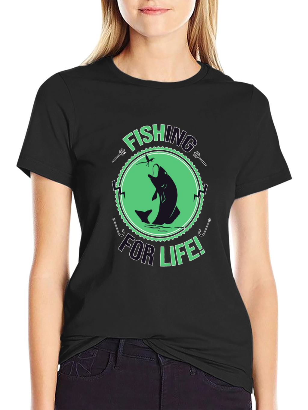 Fishing For Life Graphic T-Shirt - Black