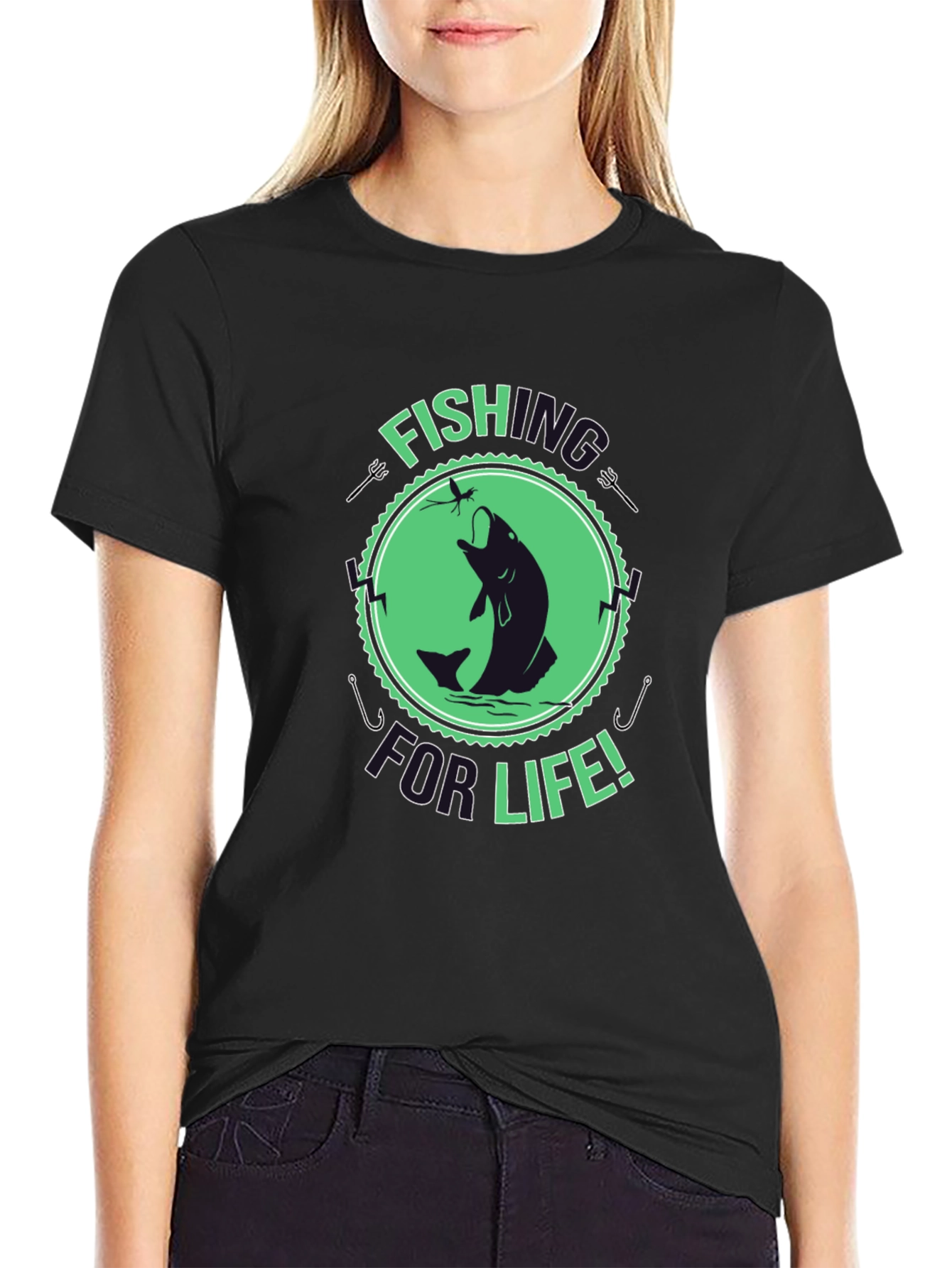 Fishing For Life Graphic T-Shirt - Black