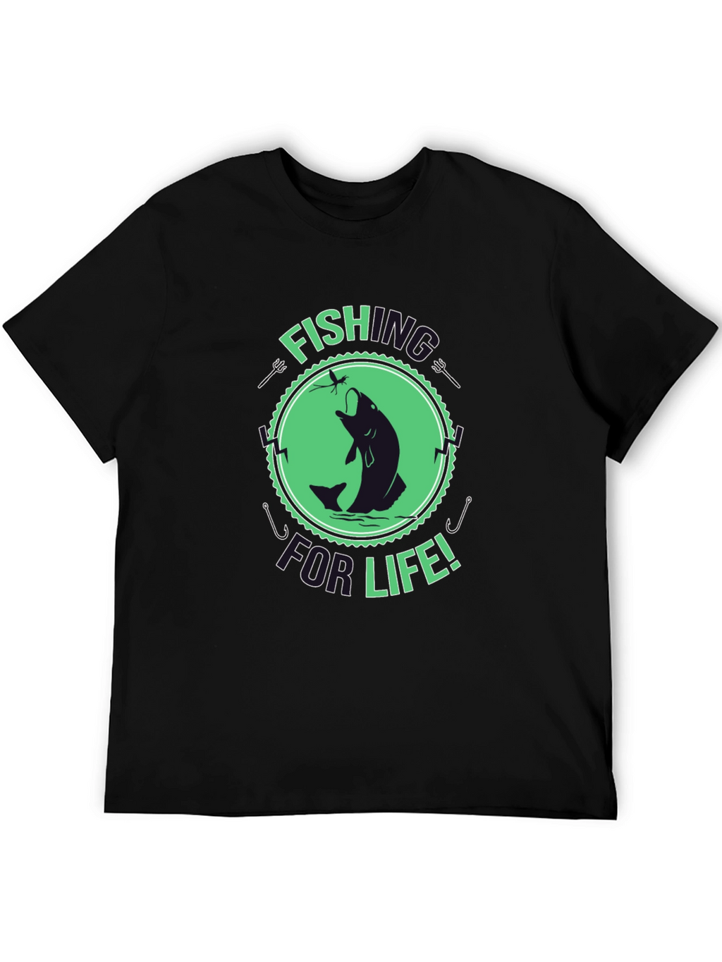 Fishing For Life Graphic T-Shirt - Black