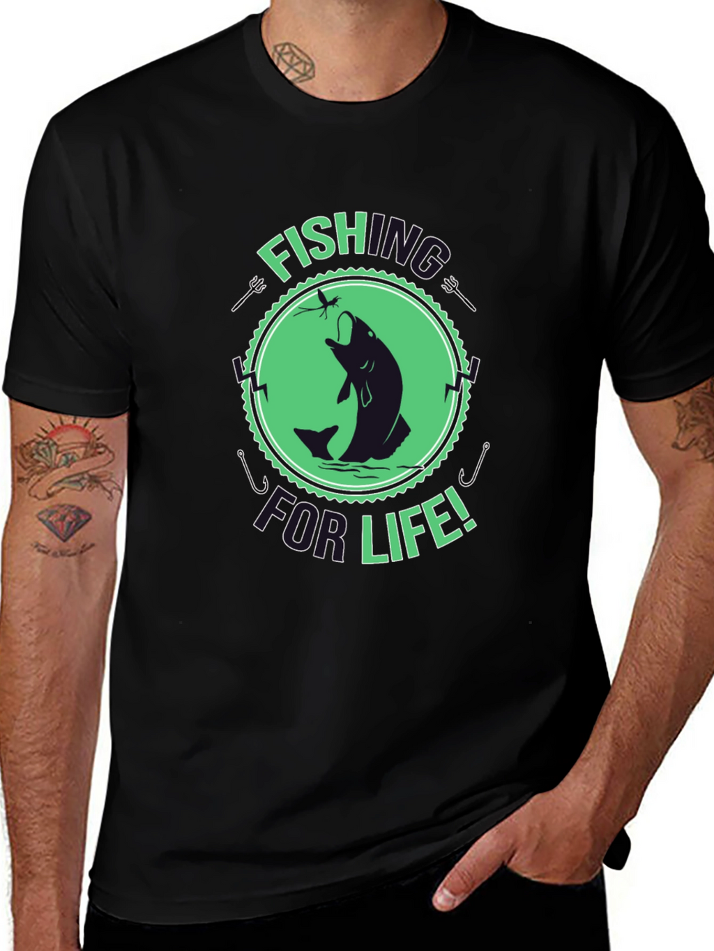 Fishing For Life Graphic T-Shirt - Black
