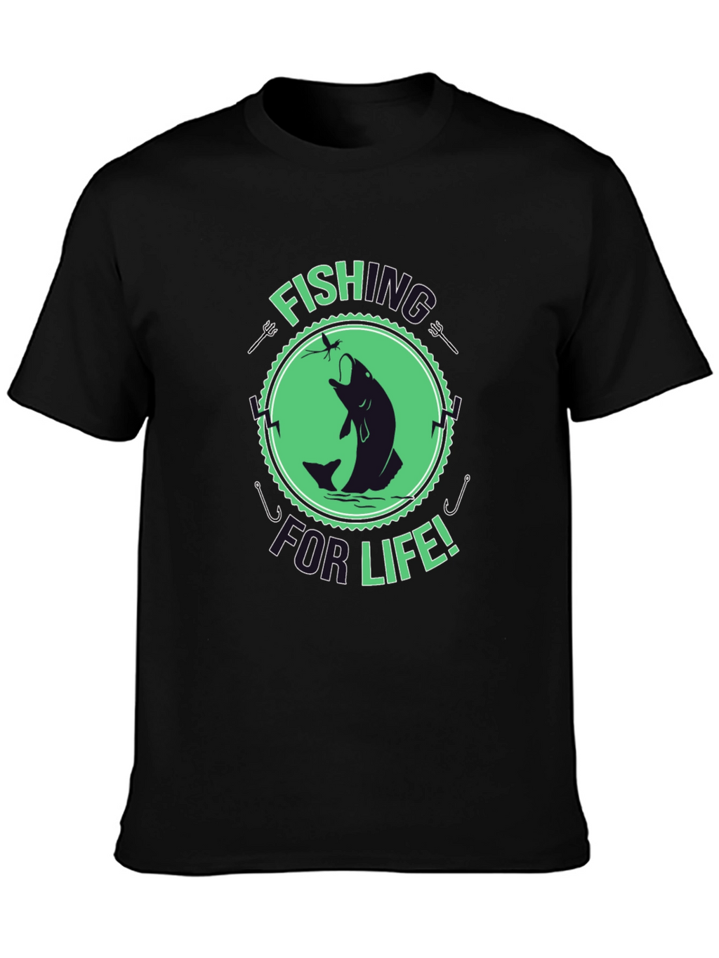 Fishing For Life Graphic T-Shirt - Black