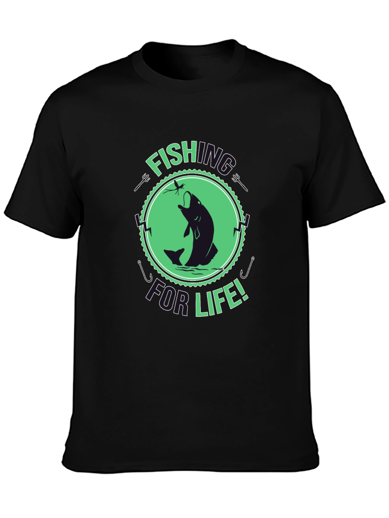 Fishing For Life Graphic T-Shirt - Black